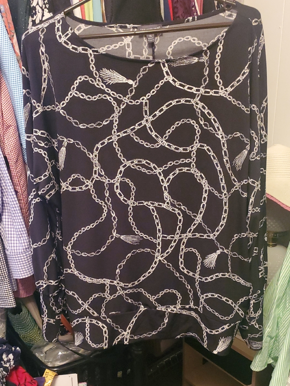 The Limited Black Chain-Print Long Sleeve Top